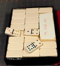 Dominoes Double Twelve Color Set of 91 Professional in Vinyl Snap Case Complete