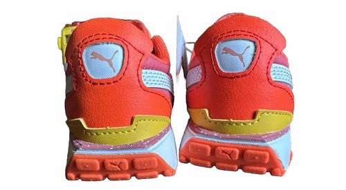 Puma Kinderfit Baby Shoes Size 5 Unisex Pink Orange Sneakers Infant Toddler - Picture 6 of 14