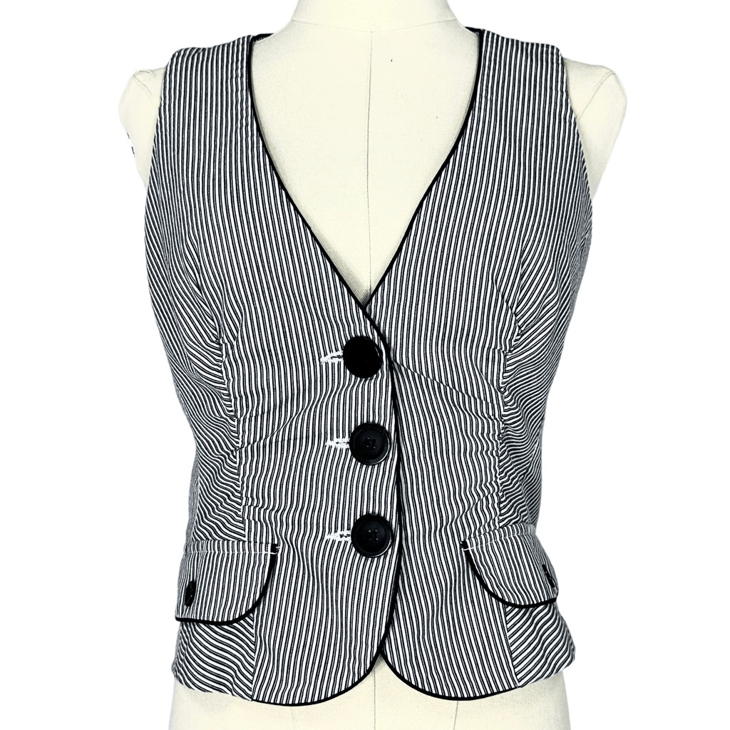 Y2K Miss Bisou Fitted Crop Pinstripes Vest. Size M ( Runs small