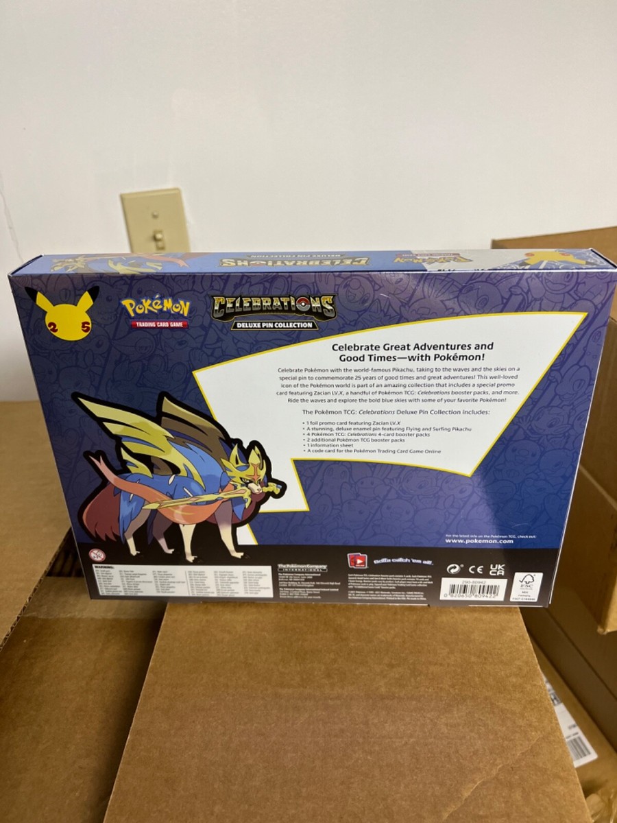 Pokemon TCG Celebrations 25th Zacian Deluxe Pin Collection Box New