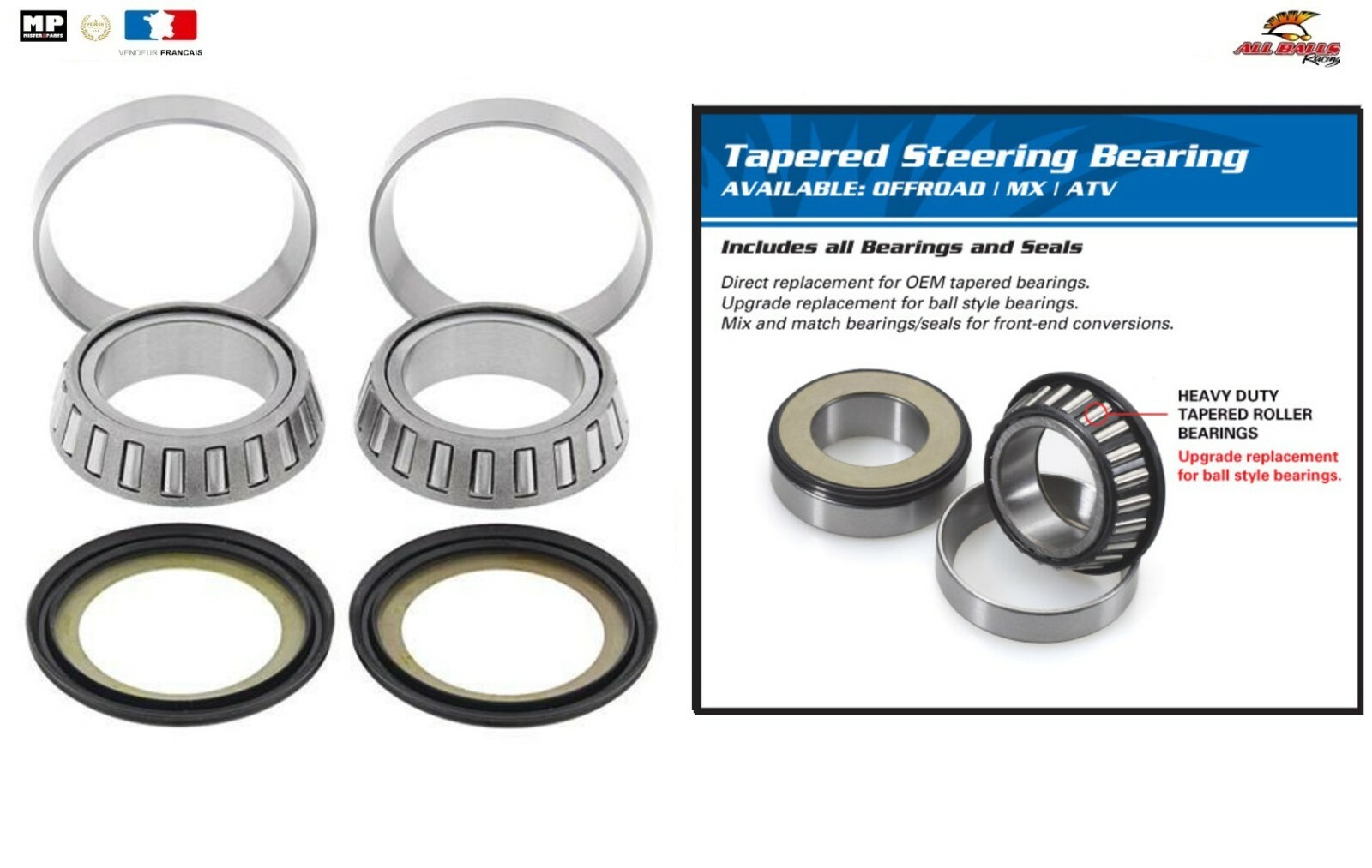 Kit roulement colonne direction 22-1012 en acier trempé pour Kawasaki H1 500