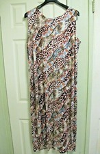 Maple Stretch Knit Animal Print Sleeveless A-Line Maxi Dress Plus Size 1X~3X