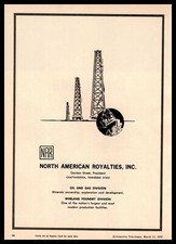 1970 NAR North American Royalties Chattanooga TN Oil & Gas Derricks Print Ad