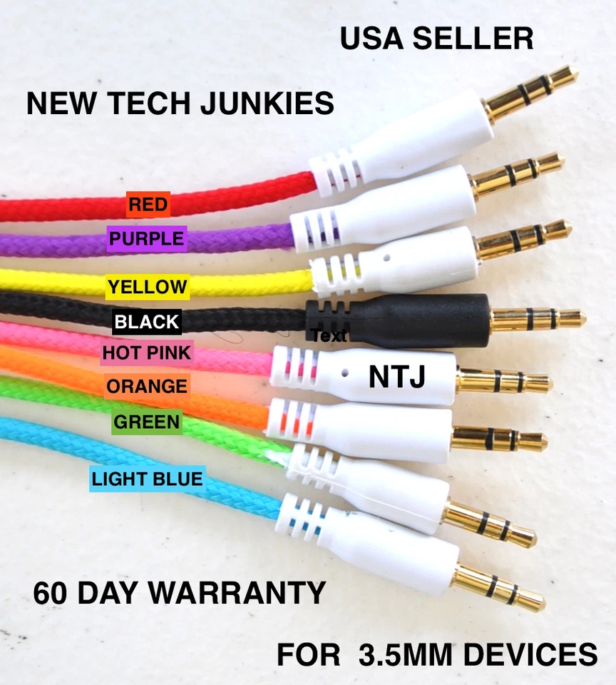 3.5mm male stereo audio aux auxiliary cable for iPod mp3 car iPhone 4s 5c 6 plus - Image 2 of 2