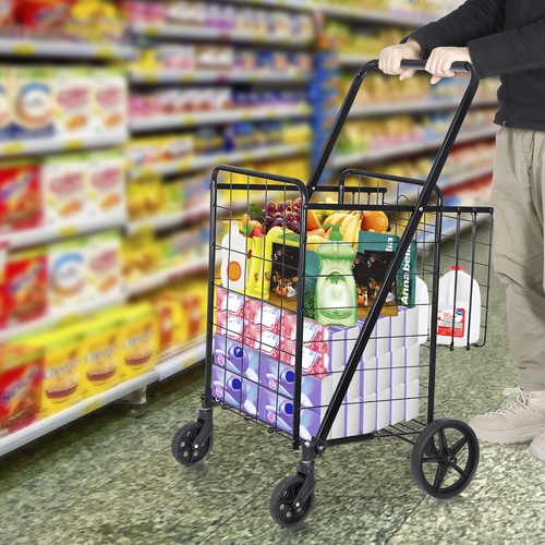 Tragbarer faltbarer Einkaufswagen Wäschewagen Mehrzweck Gepäckwagen mit Rädern - Bild 17 von 23