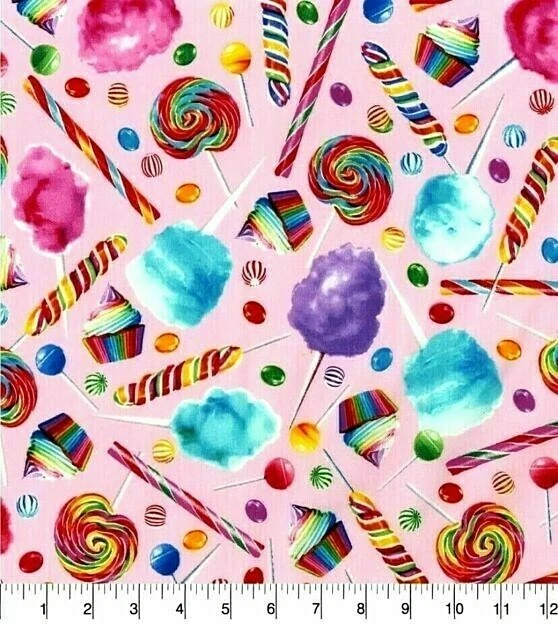COTTON CANDY RAINBOW Novelty Mixed Lollipop fabric Fat Quarter FQ 18"x22" - Image 3 of 3