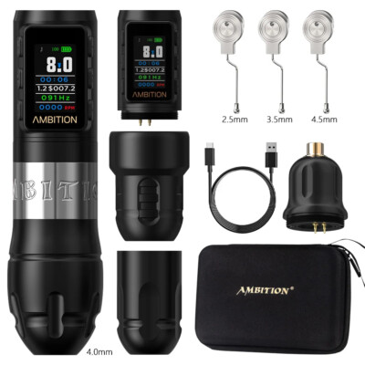 Ambition Vibe Max 2.5-3.5-4.0-4.5mm Stroke Wireless Tattoo Machine Color Screen