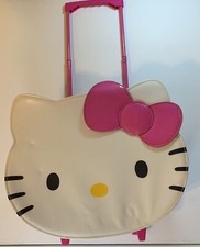 Hello Kitty Face Rolling Vinyl Travel Bag 18x14.5 by Sanrio Rare Find