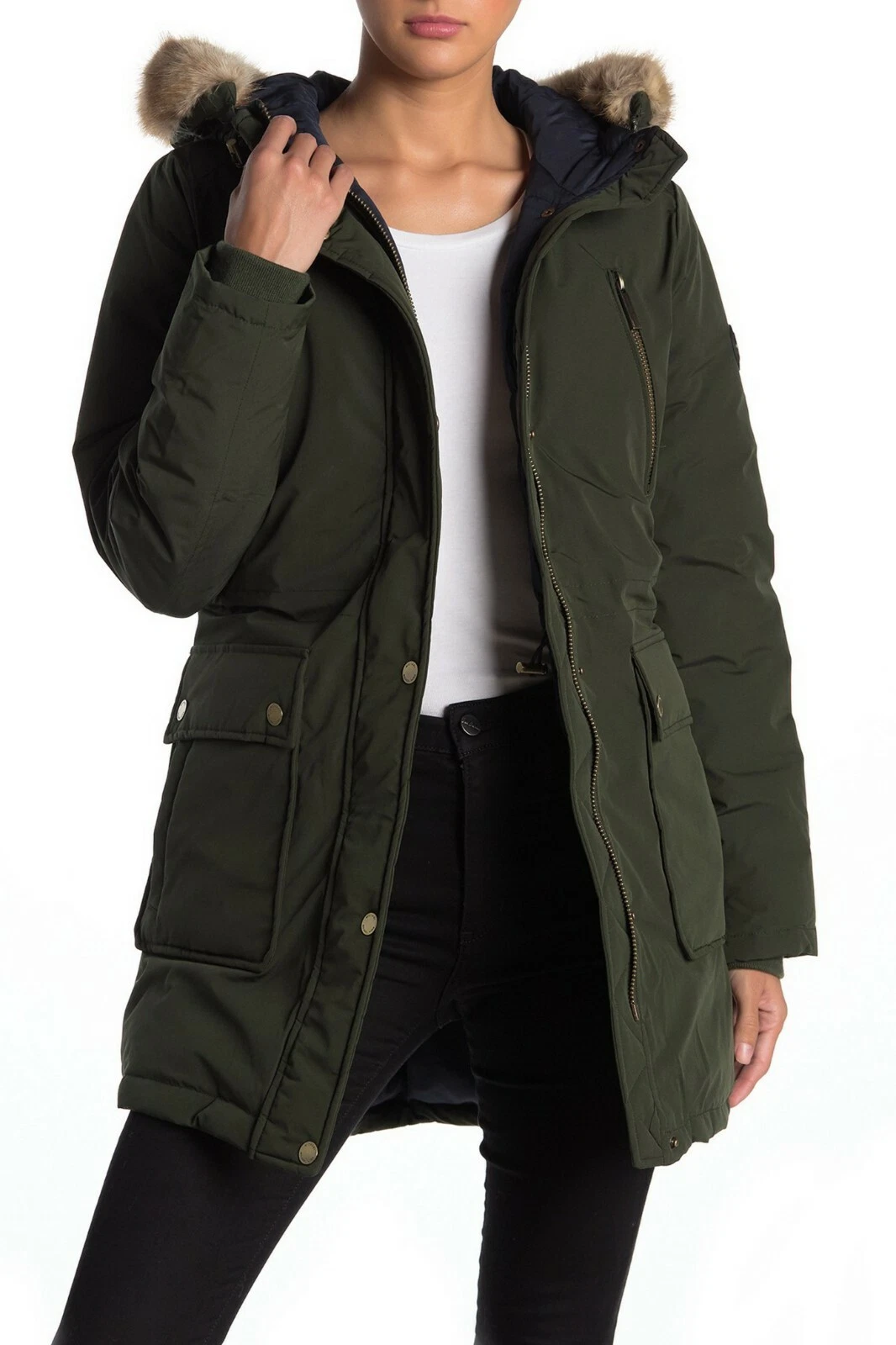 Cappotto a vento nuovo con etichette Michael Kors pieno di piumino in pelliccia sintetica medio $330