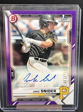 2021 Bowman - Paper Prospect Autographs Purple /250 #PAPR-JS Jake Snider AU, RC