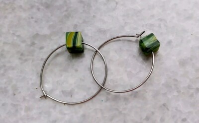 Vintage Murano Glas Ohrringe, grün  