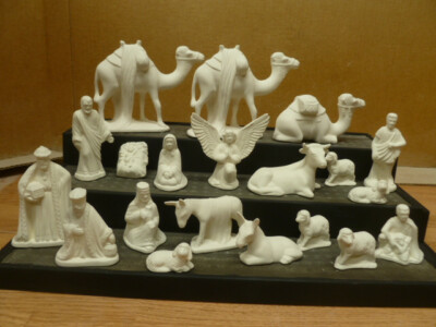 C-0843 (20) piece Christmas Nativity Set 3''T People 4''T Camels Ceramic Bisque