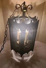 VTG 60S LIGHTCRAFT OF CALIFORNIA SWAG LITE LAMP BRASS HANG CHAIN GOTH MCM WORKS