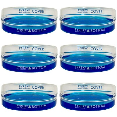 Pyrex 3160-101, 100x15mm Glass Petri Dish with Cover (Pack of 6)