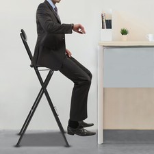 Folding Bar Chair W/Backrest 27.5in Tall Foldable Bar Stool Steel Chair Portable