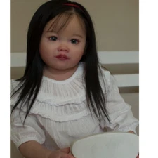 30" Artist Finished Reborn Baby Doll Toddler Girl Rooted Long Hair Birthday Gift