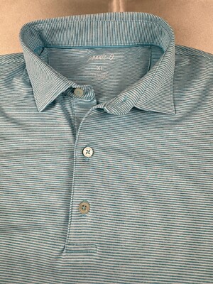 Johnnie-O Golf Polo Shirt Men's XL Blue Stripe Pow Wow Performance Stretch