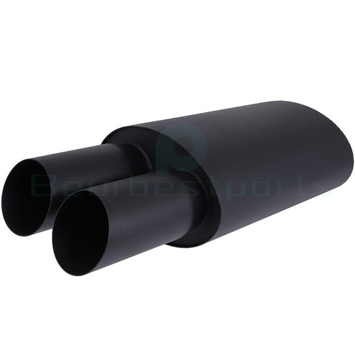 3" Inlet 3" Dual Slant Tip Black Coated Stainless Exhaust Muffler 20.5" Long - Picture 9 of 17
