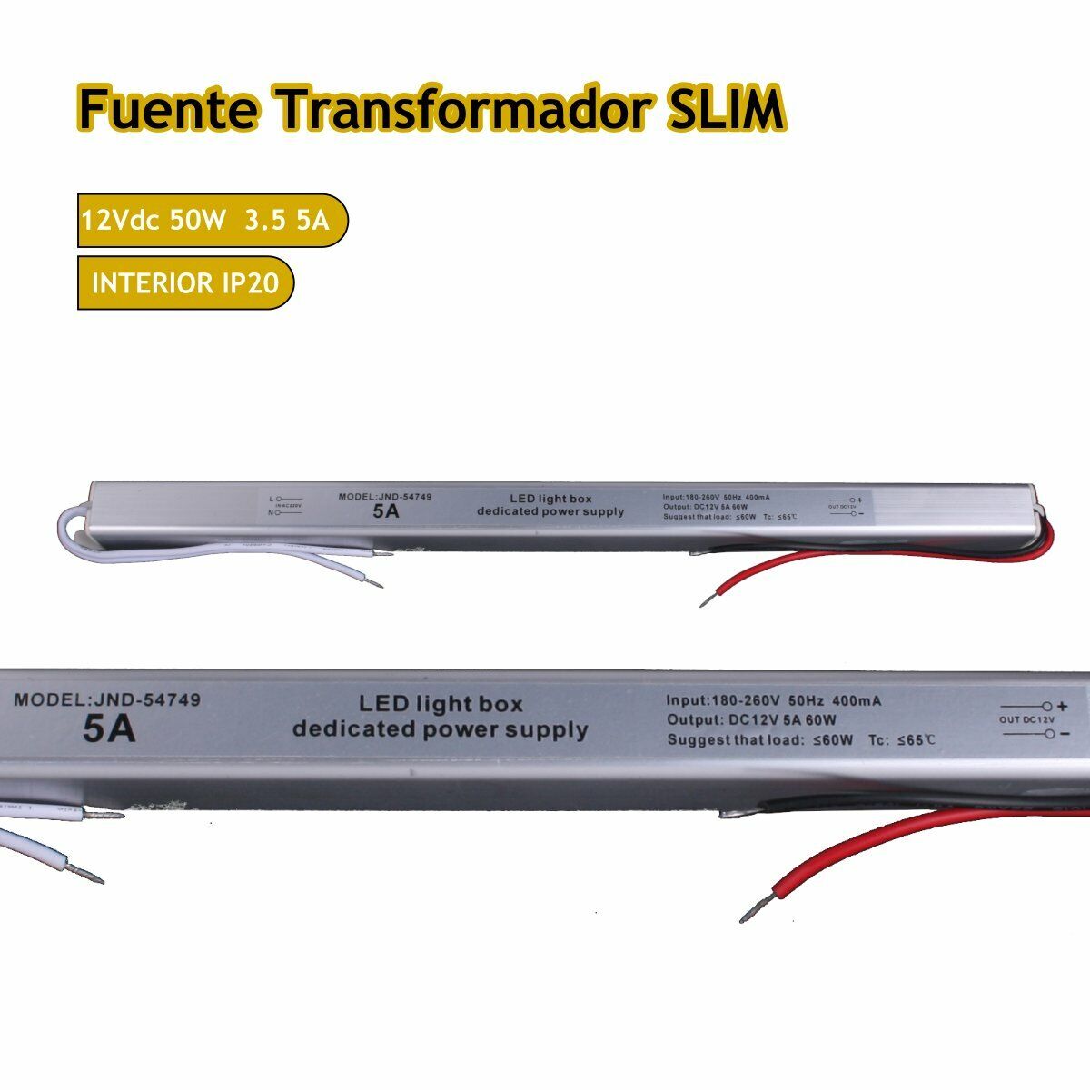 Jandei - Fuente trafo 220V-12V 5A 60W IP20 Slim