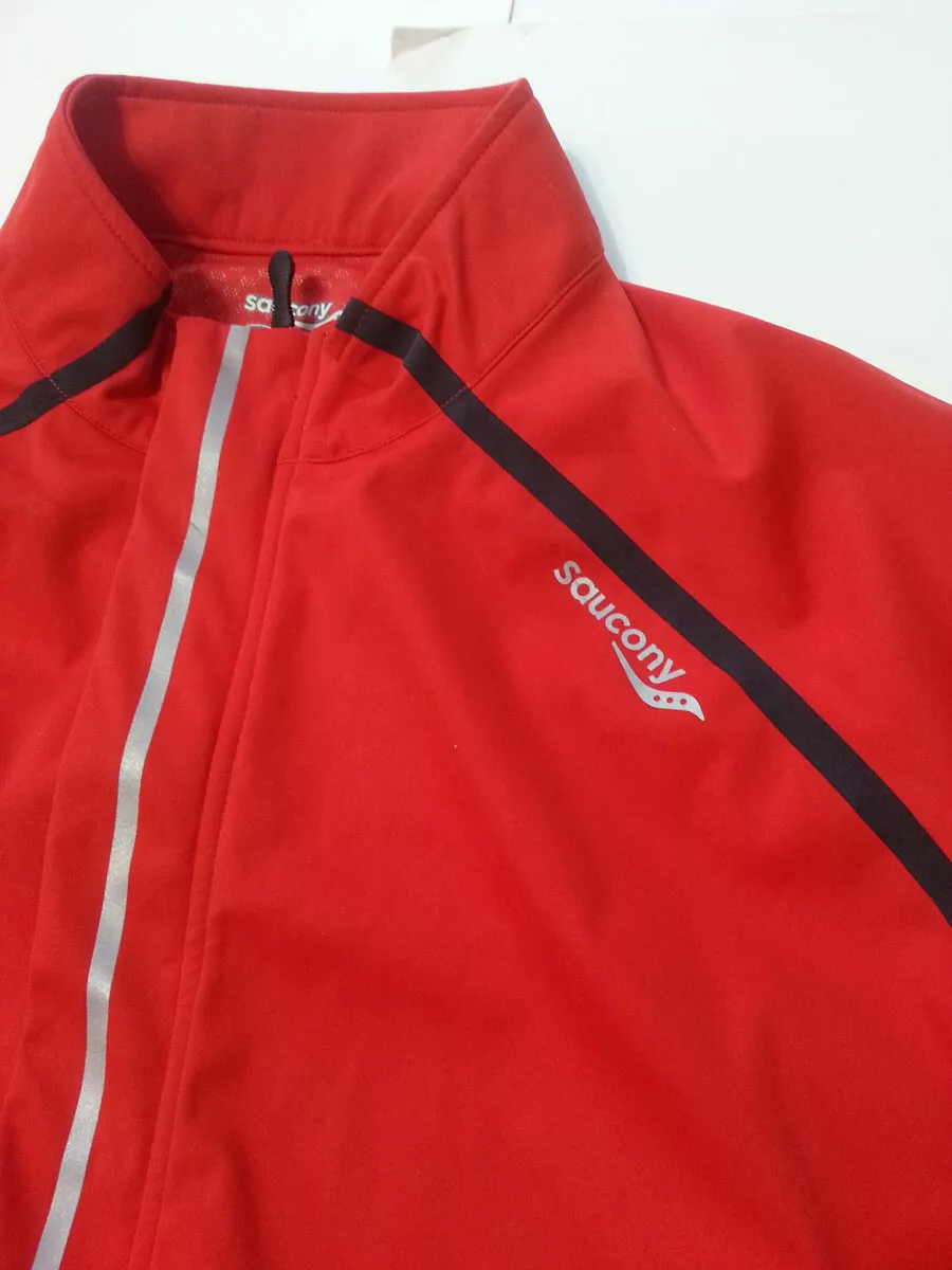 Saucony Men Size XL Red Full Zip Shadow Lite soft shell Jacket Running