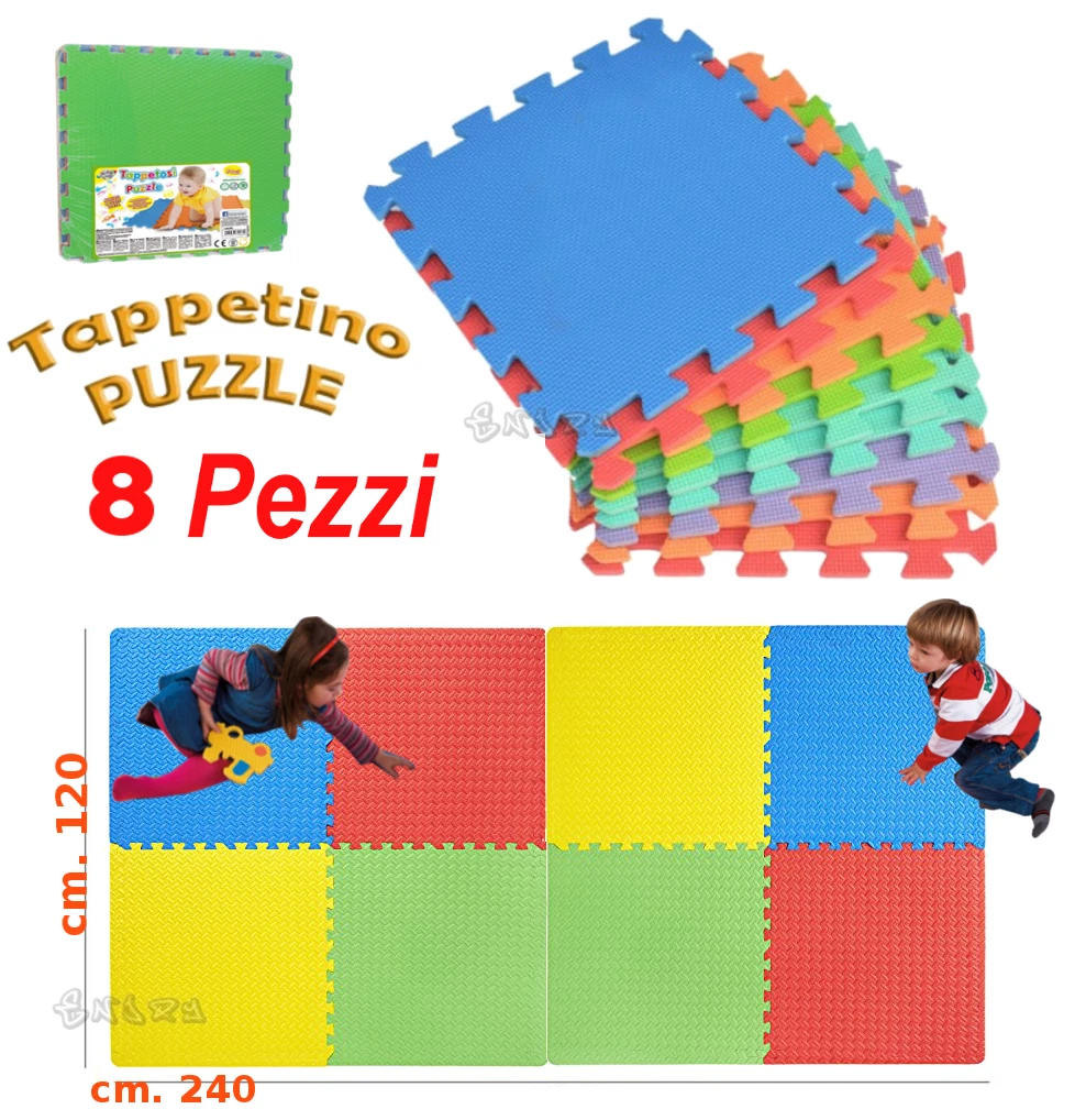 TAPPETO PUZZLE GIGANTE IN GOMMA SET 8 PEZZI totale CM.120X240