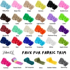 FabricLA | 60 inch Shaggy Faux Fur Fabric Trim Ribbon | 28 Colors to choose