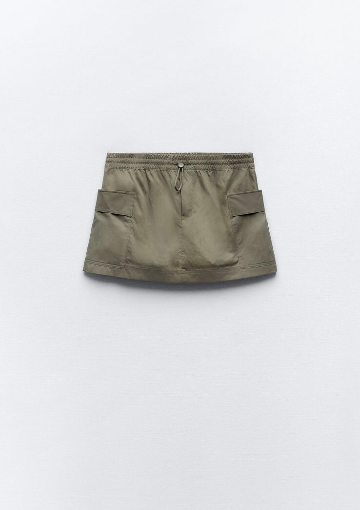 ZARA KHAKI GREEN MID RISE ELASTICATED SKORT WITH POCKETS SIZE S BNWT RRP £29.99 image 7