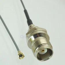 TNC female jack center nut bulkhead to IPX U.FL female 1.13mm cable pigtail 15cm