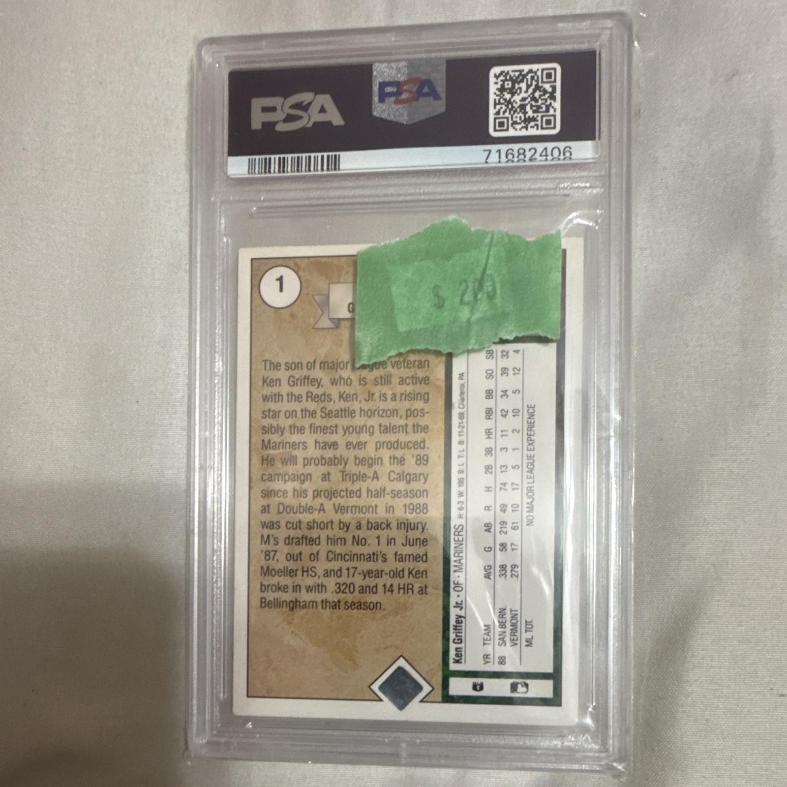 Upper Deck 1989 Ken Griffey Jr Star Rookie RC #1 PSA 8 Seattle Mariners view 2