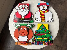 VTG Fun With Full Set Christmas Tree Reindeer Snowman Santa Children Board Books