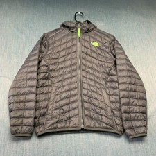 The North Face Boys Puffer Jacket Size M Gray Green ThermoBall Full Zip Hood