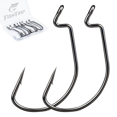 50pcs EWG Hooks for Bass Fishing Hooks, Extra Wide Gap Offset Worm Hook Texas...