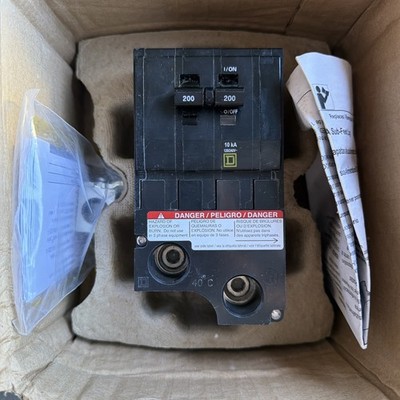 Square D QO2200 200A Two-Pole Circuit Breaker - Black