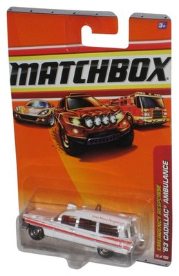 Matchbox Emergency Response (2009) White '63 Cadillac Ambulance Toy Car #56/100