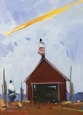 Jose Trujillo Art PRINT 16x20 Collectible Artist Painting Barn People Meteor