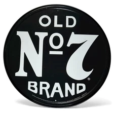 Jack Daniels Old No. 7 Brand Tin Metal Sign Tennessee Whiskey 12" Round