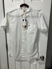 Tommy Hilfiger Men's Size Small Shirt White Short Sleeve Cotton Button Down NWT
