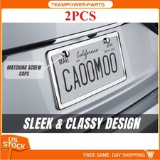 2pcs Silver Stainless Steel Universal License Plate Frame Tag Cover Screw Caps 2pcs Silver Stainless Steel Universal License Plate Frame Tag Cover Screw Caps
