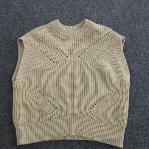 Madewell Sweater Vest Womens M Beige Cotton Polyamide Crewneck Chunky Knit