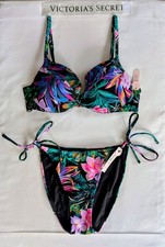 Victorias Secret Swim 2pc Bikini 34C Twist Removable Push-up Pads/Medium Cheeky
