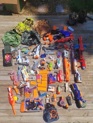 Collection of Nerf Guns and Accessories