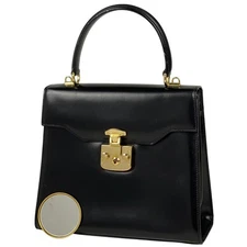 GUCCI 000230258 Lock Handbag Black Leather #BS1966