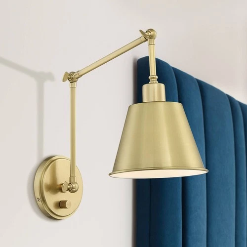 Crystorama Mitchell Aged Brass Hardwire Plug-In Wall Lamp - Picture 1 of 7