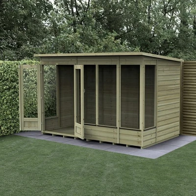FOREST GARDEN Forest Beckwood Pent Summerhouse 10x6 - Double Door - 5 Windows Garden Shed