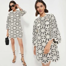 Zimmermann Ottie Lace Shift Mini Dress Cream Black US 4 NWT AU 0 1238DSS242