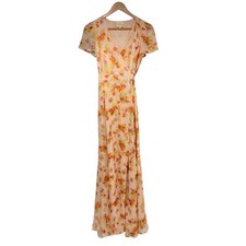 Sezane Armelle Dress Poppy Nude Floral Women's 36 / US 4 Wrap Maxi
