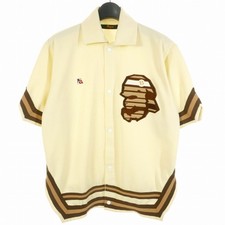 A BATHING APE Game Shirt Short Sleeve Beige Men M