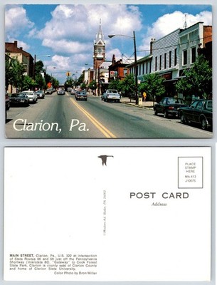 Clarion Pennsylvania Main St Route 66 & Route 67 Intersection Postcard AG349
