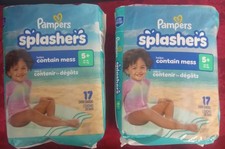 NEW Lot of 2 - Pampers Splashers Swim Diapers 17 count x 2   Size 5    E111