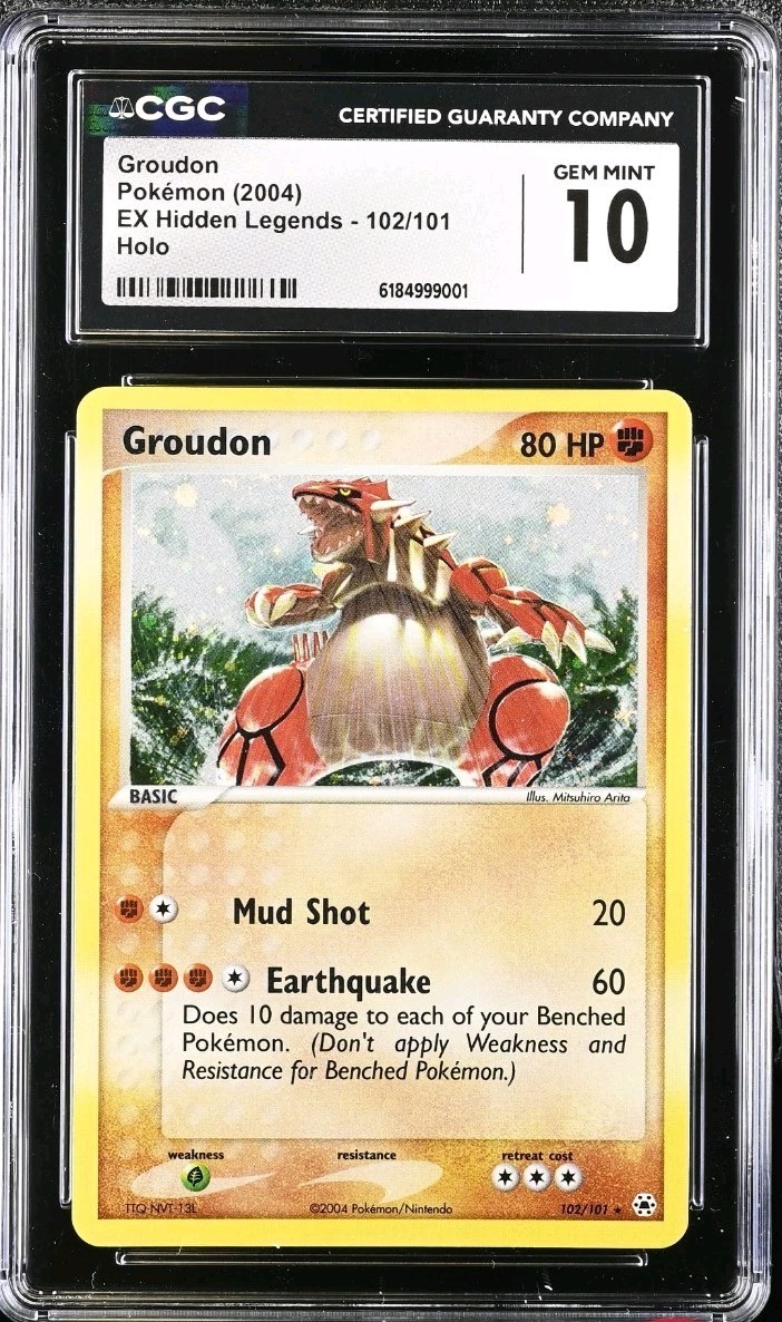 Pokemon Groudon 102/101 Holo Secret Rare EX Hidden Legends CGC 10 GEM MINT